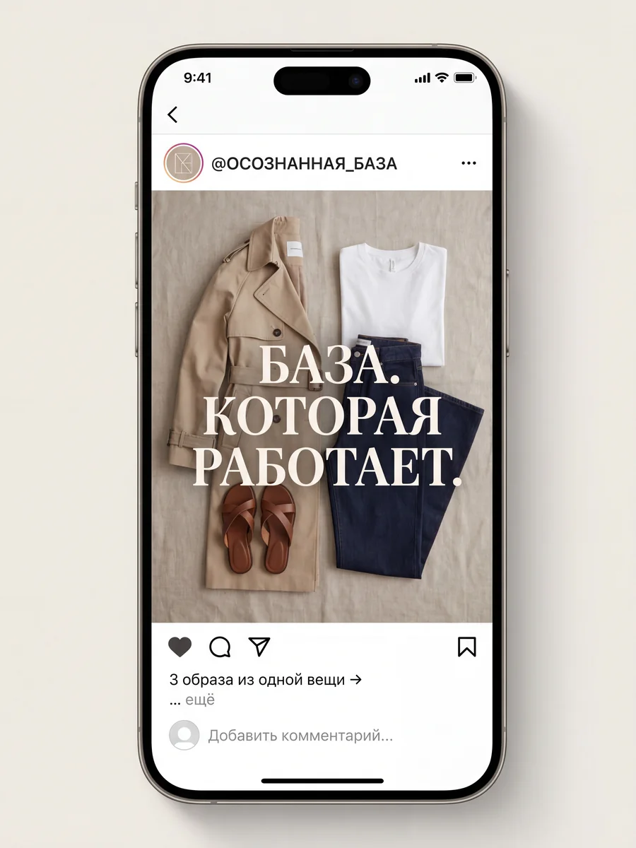 Кейс бренда одежды: пост в Instagram «БАЗА. КОТОРАЯ РАБОТАЕТ.»