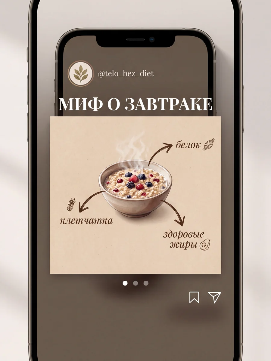 Кейс эксперта-нутрициолога: пост в Instagram с разбором мифа о завтраке